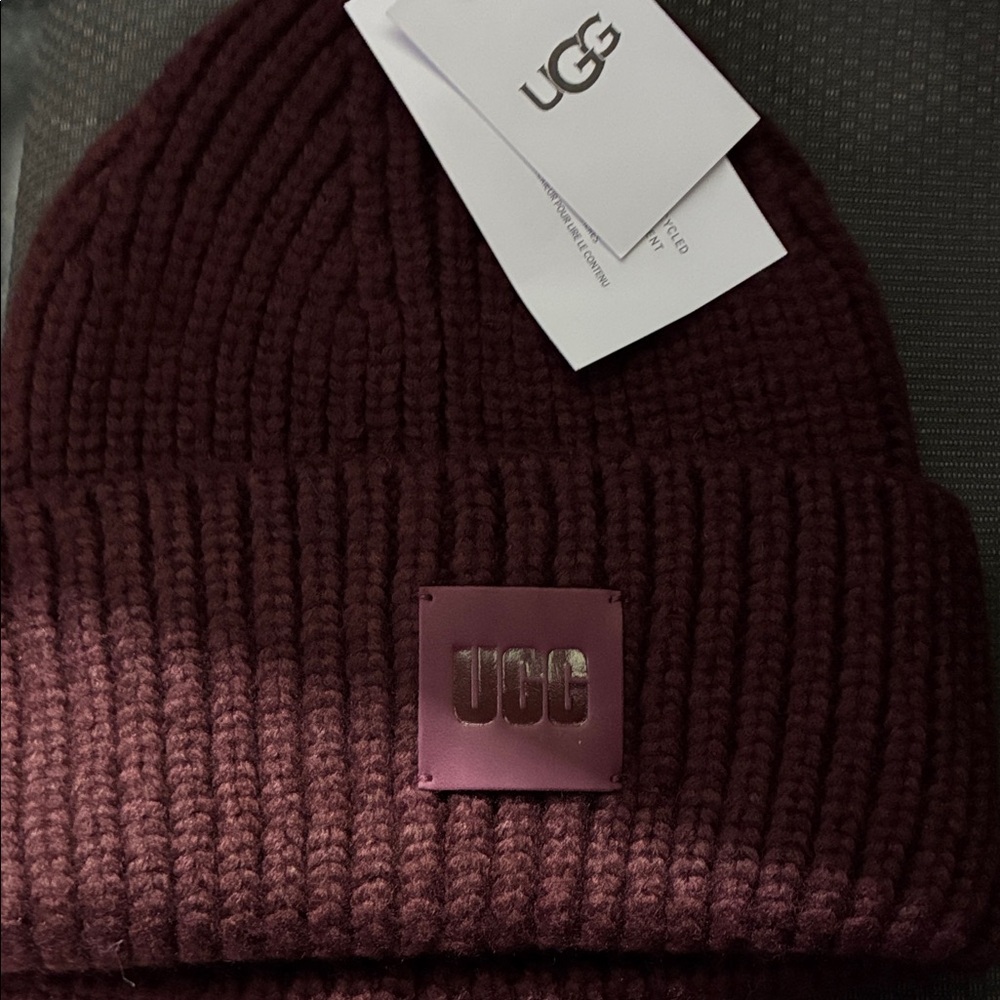 UGG Burgundy Knit Beanie
